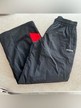 adidas Black Track Pants with Red Accent Panel